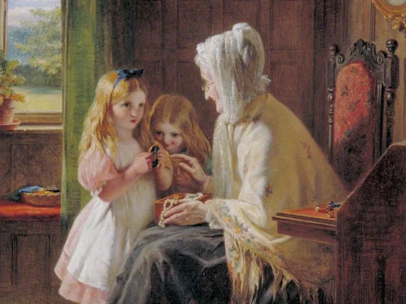 1828-George Bernard O'Neill - I tesori della nonna - Galleria d'arte Guildhall
